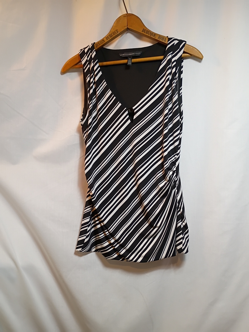 Women’s Black & White Diagonal Stripe V-Neck Tank Top